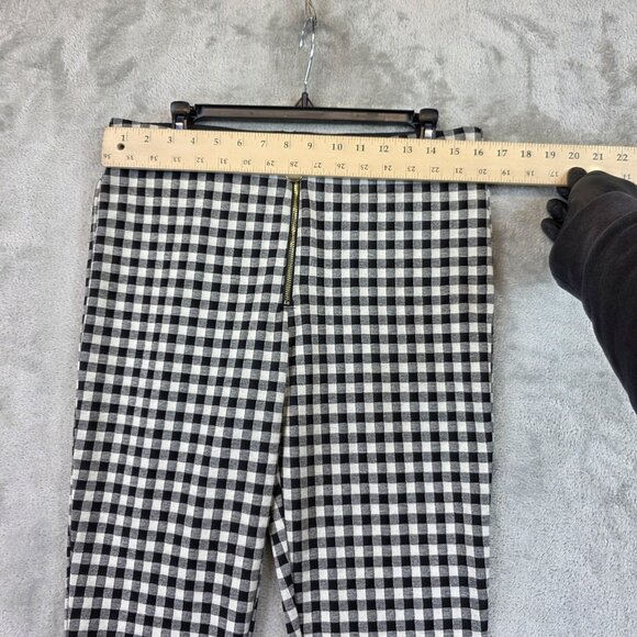 Zara Pants Womens XL Black White Gingham Check Stretch Skinny Ankle Zip Front - Picture 3 of 12